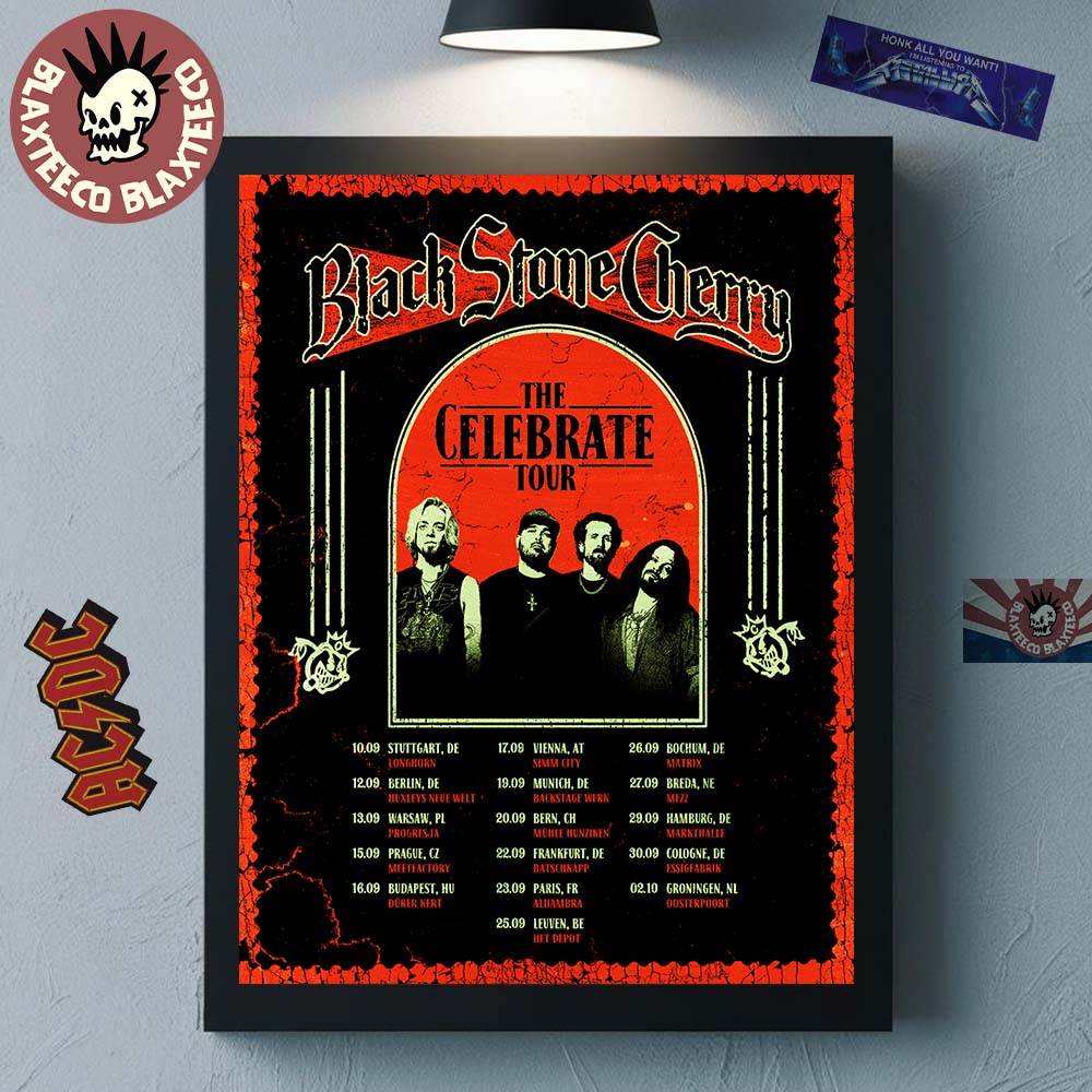 Black Stone Cherry The Celebrate Tour 2026 Europe - Adult & Kids T-Shirts, Sweatshirts & Hoodies apparel design preview 1