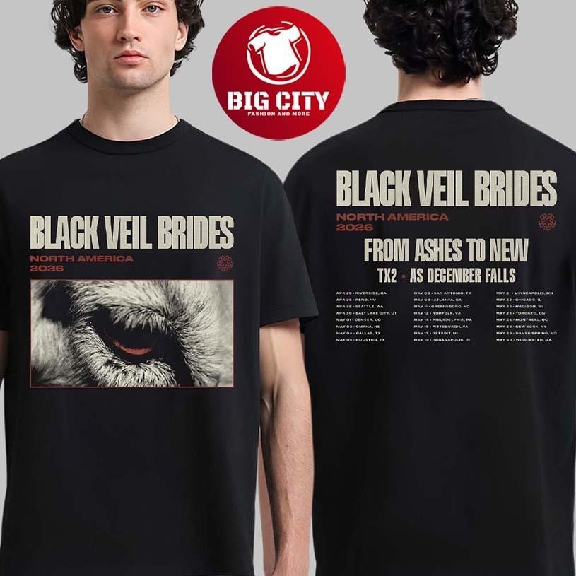 Black Veil Brides North America 2026 Tour Two Sided - Adult & Kids T-Shirts, Sweatshirts & Hoodies apparel design preview 1