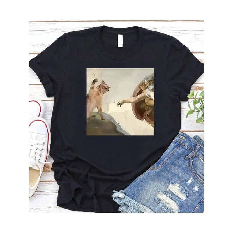 Black Cotton Creation Cat" Art Parody Print - Adult & Kids T-Shirts, Sweatshirts & Hoodies apparel design preview 1