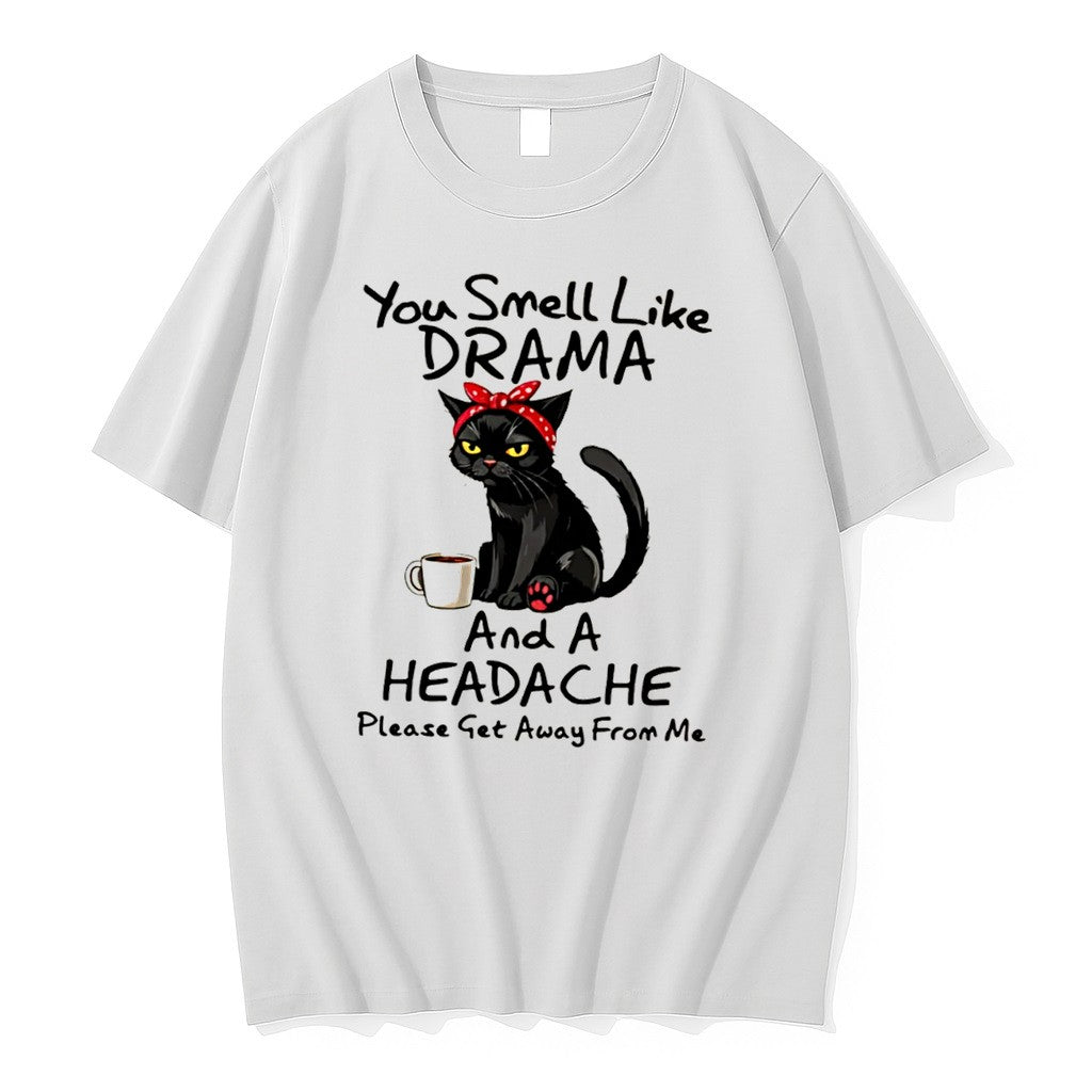Black Cat You Smell Like Drama Sarcastic Coffee - Adult & Kids T-Shirts, Sweatshirts & Hoodies apparel design preview 1