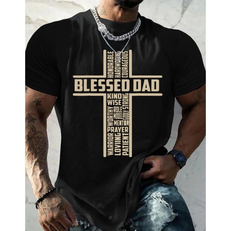 Blessed Dad Cross Christian Pure Cotton Casual Street - Adult & Kids T-Shirts, Sweatshirts & Hoodies apparel design preview 1