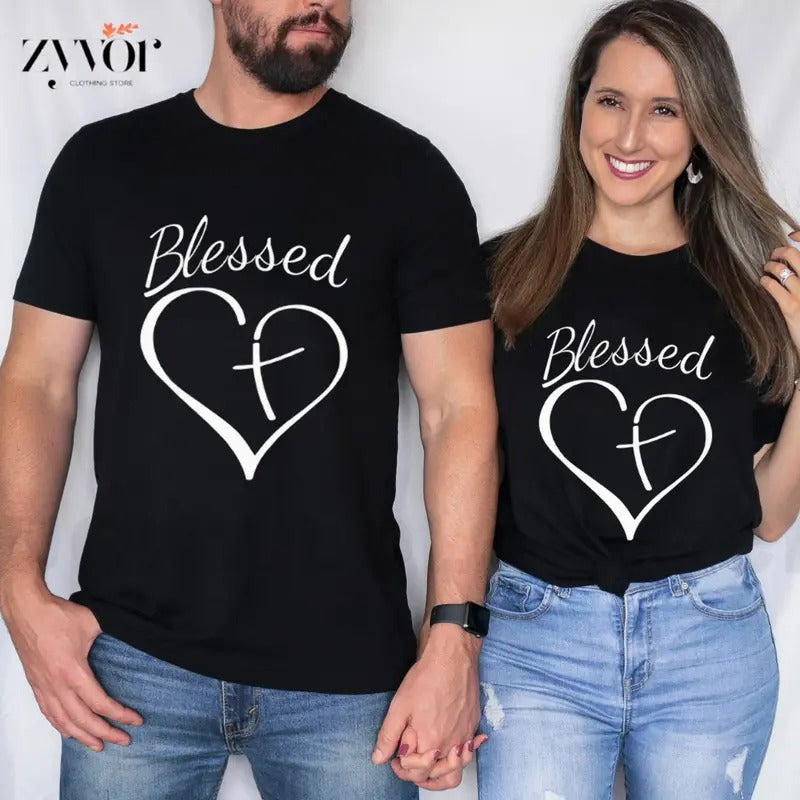 Blessed Heart Cross Pure Cotton Casual Crew Neck - Adult & Kids T-Shirts, Sweatshirts & Hoodies apparel design preview 1