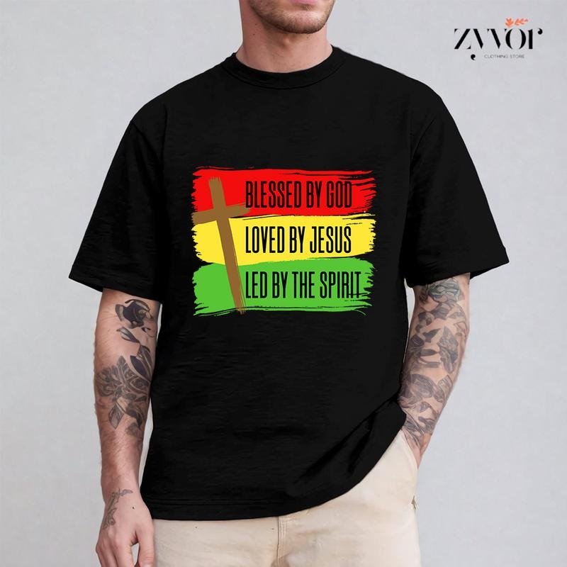 Blessed God Loved Jesus Black History Month Christian - Adult & Kids T-Shirts, Sweatshirts & Hoodies apparel design preview 1