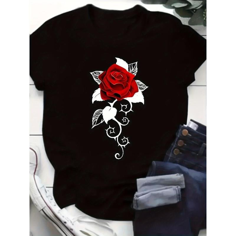 Blooming Rose Pattern Printed Summer Casual Sports - Adult & Kids T-Shirts, Sweatshirts & Hoodies apparel design preview 1