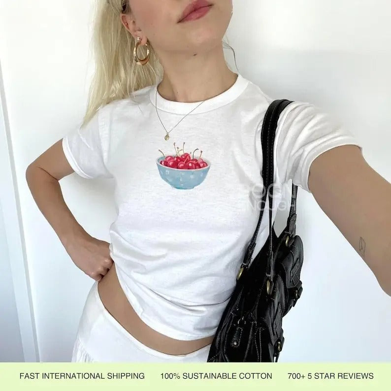 Blue Cherries 90s Baby Coquette Lightweight Cotton - Adult & Kids T-Shirts, Sweatshirts & Hoodies apparel design preview 1