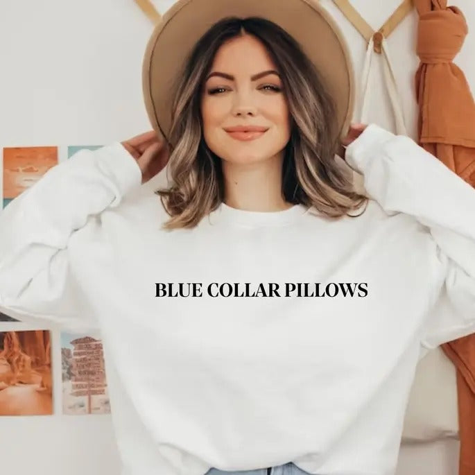Blue Collar Pillows Pillow Camo Wife Girlfriend Fall - Adult & Kids T-Shirts, Sweatshirts & Hoodies apparel design preview 1