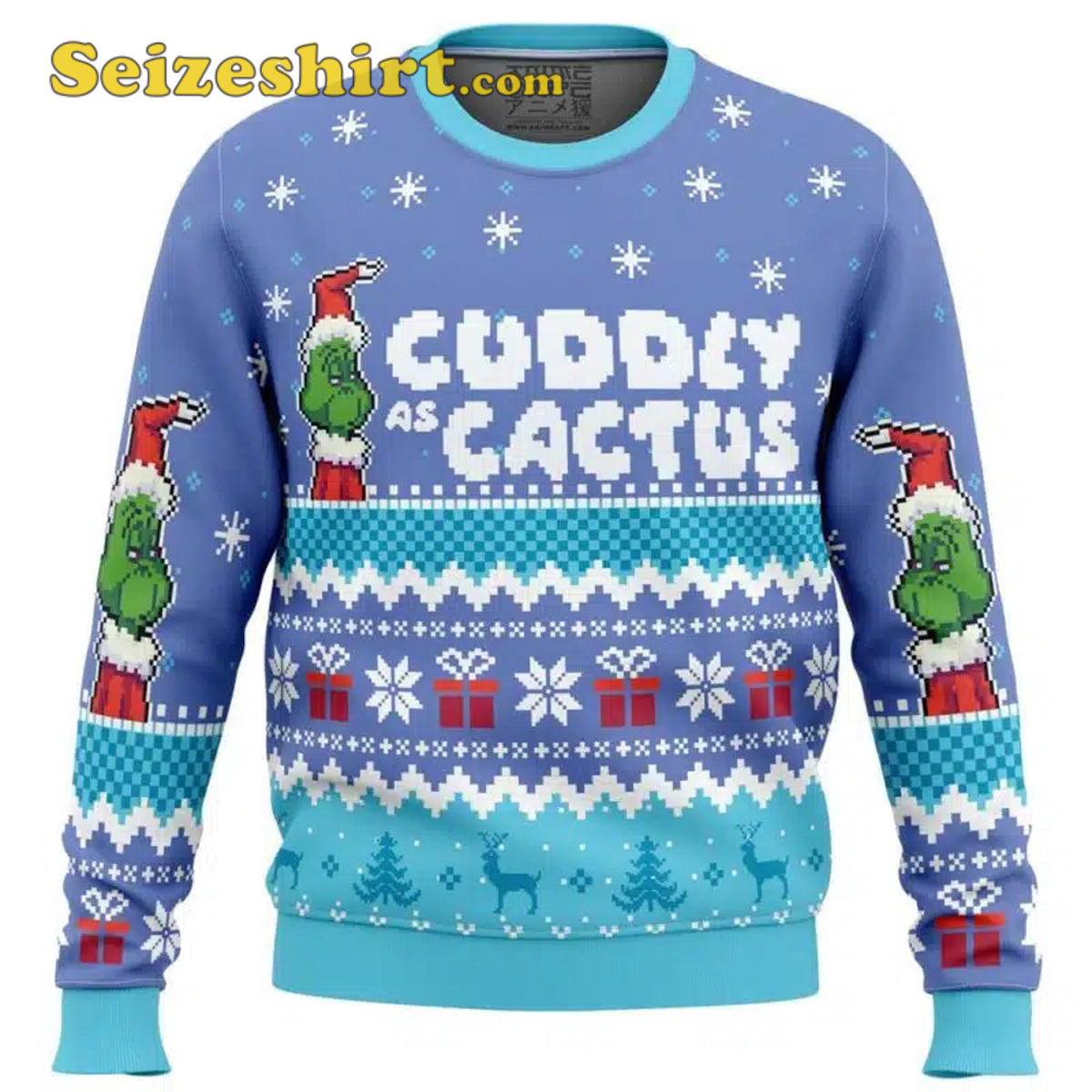 Blue Cuddly as a Cactus Grinch Ugly Cute Ugly Christmas Sweater - Holiday Gift product image