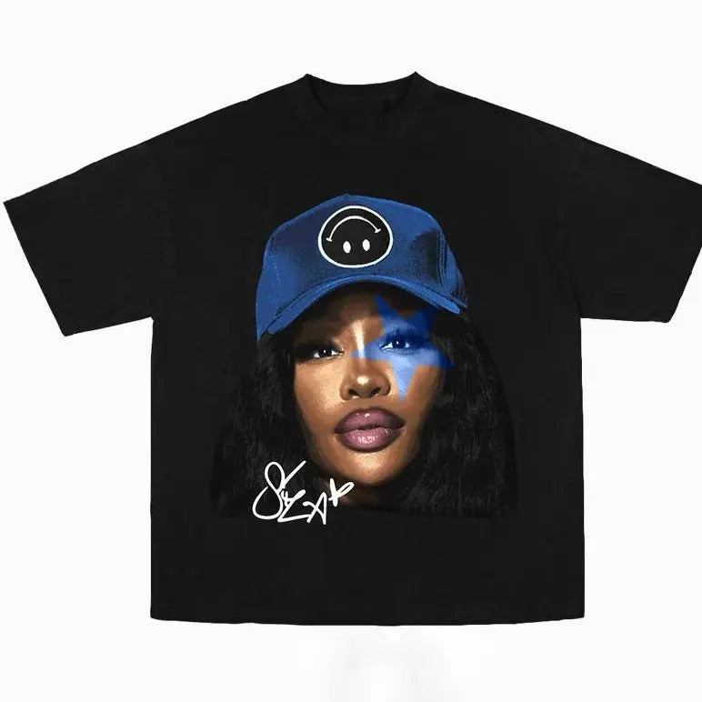 Blue Star SZA Music Cool Modern Retro Womenswear - Adult & Kids T-Shirts, Sweatshirts & Hoodies apparel design preview 1