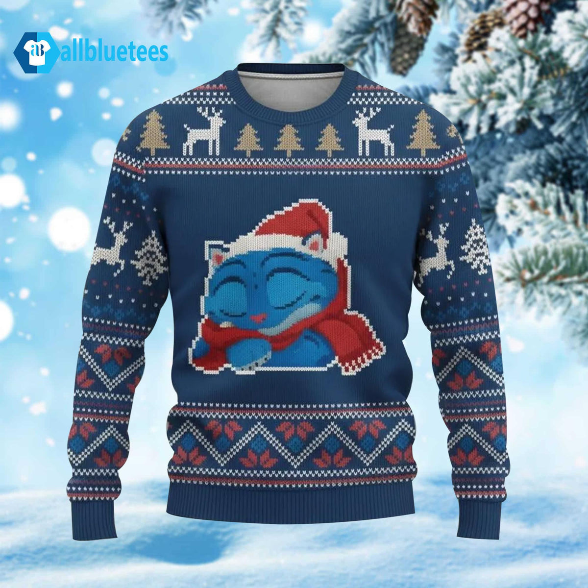 Blue Tiger Sleeping Ugly Christmas Sweater - Holiday Gift product image