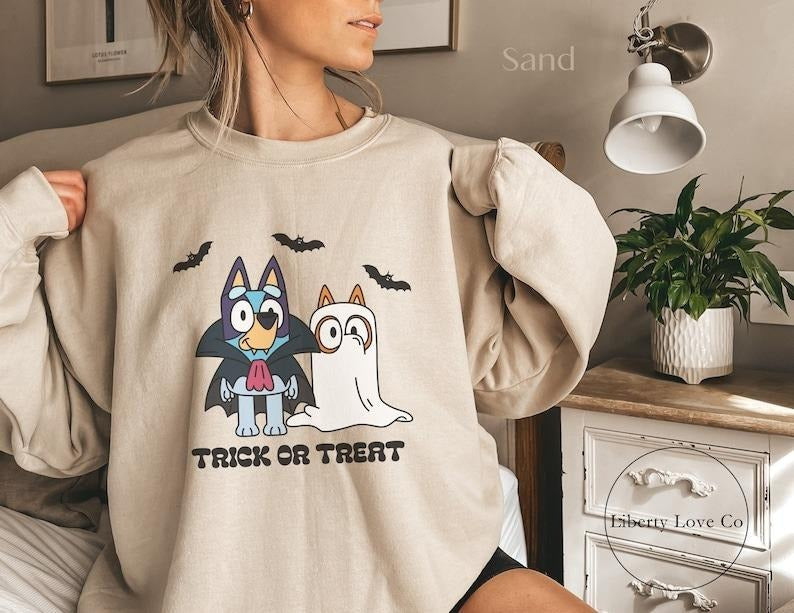 Bluey Bingo Halloween Spooky Season Trick Treat Her - Adult & Kids T-Shirts, Sweatshirts & Hoodies apparel design preview 1