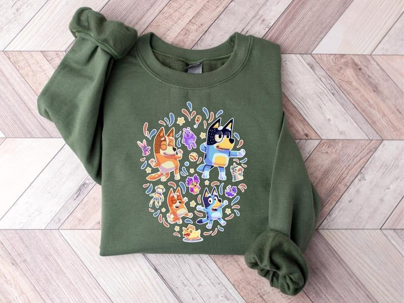 Bluey Family Cartoon Party Heeler - Adult & Kids T-Shirts, Sweatshirts & Hoodies apparel design preview 1