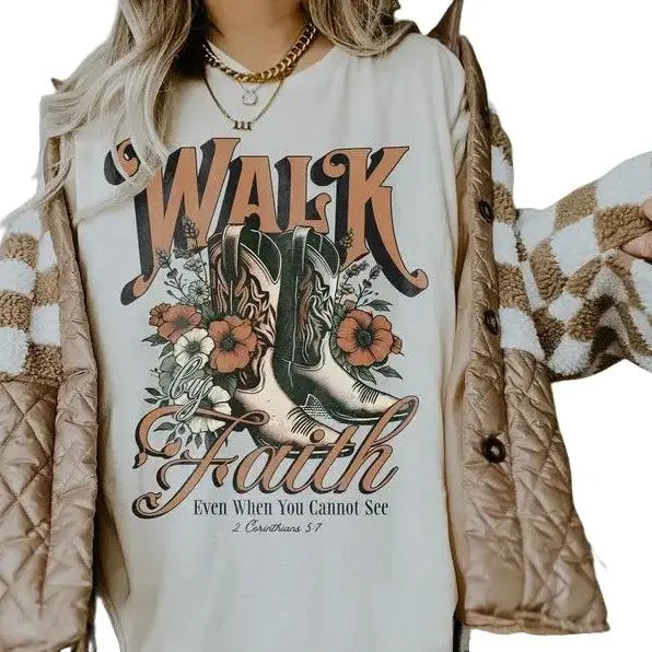 Boho Christian Bible Verse Christians Jesus Walk - Adult & Kids T-Shirts, Sweatshirts & Hoodies apparel design preview 1