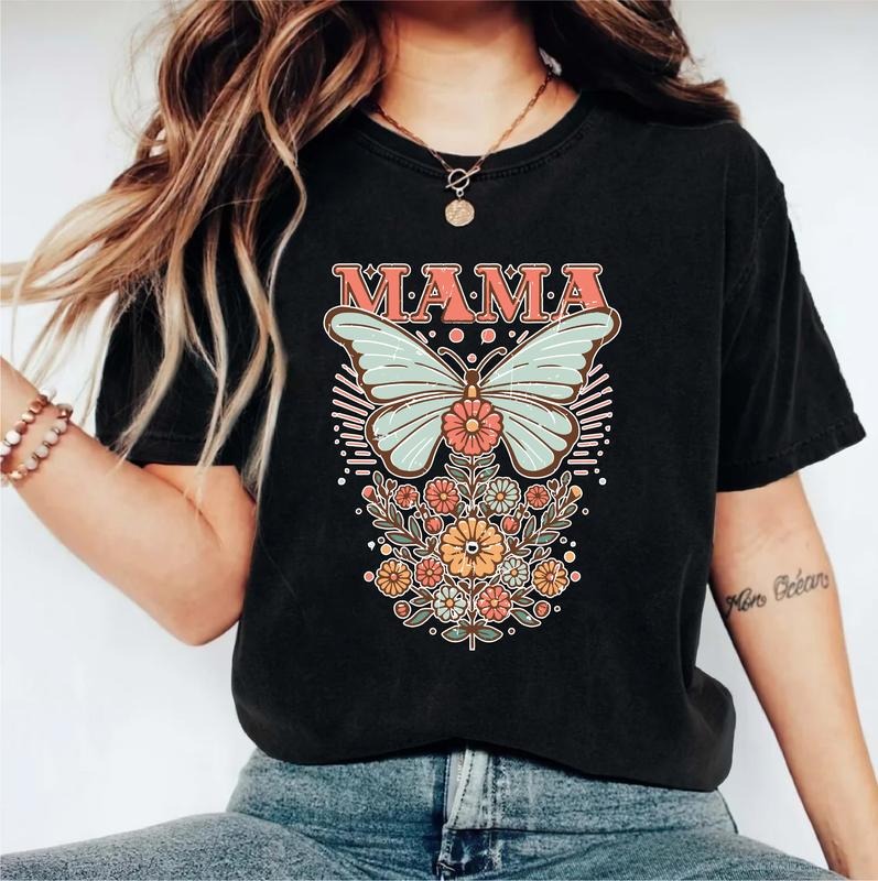 Boho Floral Mama Butterfly Lover Mom New Spring Mommy - Adult & Kids T-Shirts, Sweatshirts & Hoodies apparel design preview 1