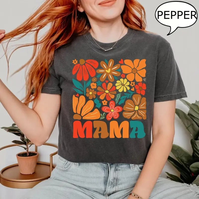 Boho Flower Mama Floral Nature Lover Mom Top - Adult & Kids T-Shirts, Sweatshirts & Hoodies apparel design preview 1