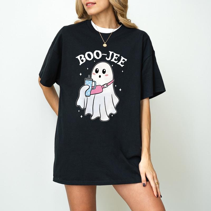 Boo Jee Halloween Ghost Spooky Season - Adult & Kids T-Shirts, Sweatshirts & Hoodies apparel design preview 1