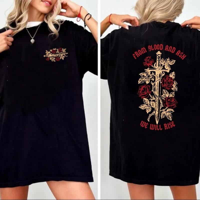Book Lover Blood Ash We Will Rise - Adult & Kids T-Shirts, Sweatshirts & Hoodies apparel design preview 1