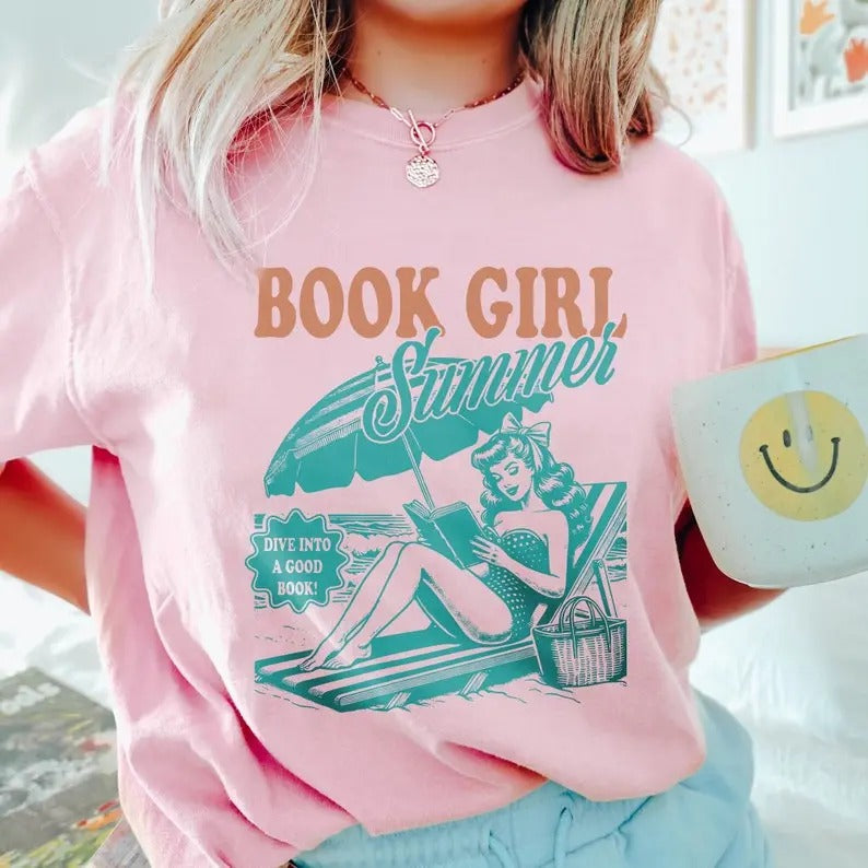 Book Girl Summer Beach Lover Bookish Teacher Vacation - Adult & Kids T-Shirts, Sweatshirts & Hoodies apparel design preview 1