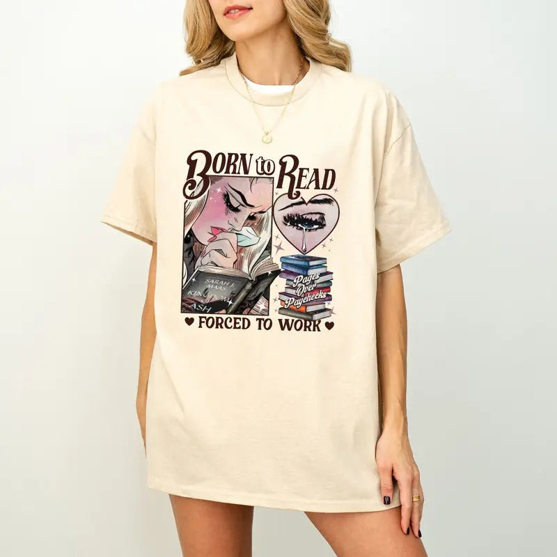 Bookish Born Read Funny Reader Book Addict Her Dark - Adult & Kids T-Shirts, Sweatshirts & Hoodies apparel design preview 1