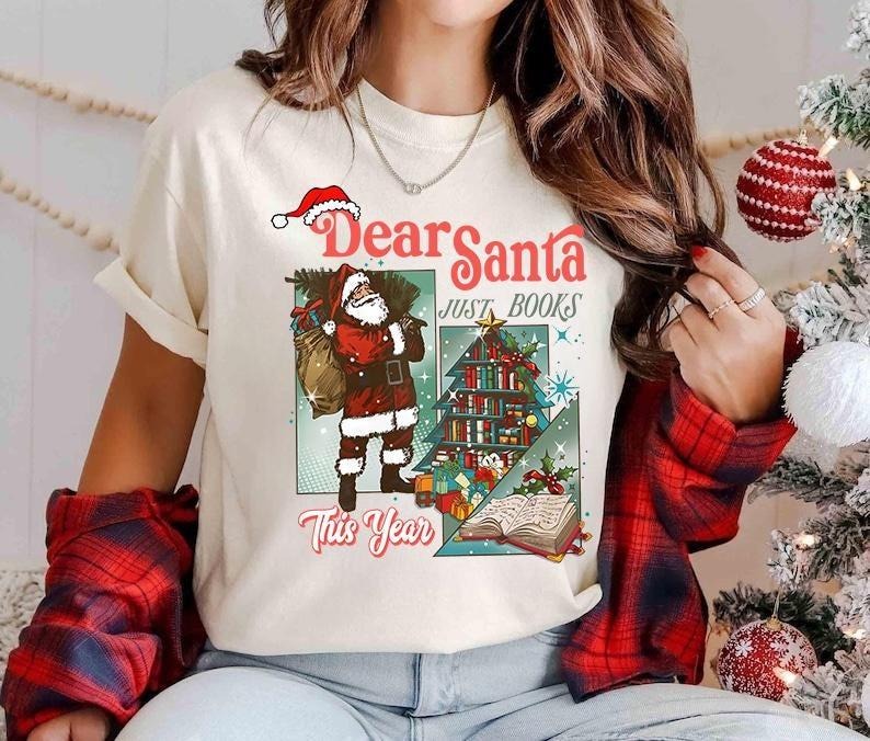 Bookish Book Lover Santa Reader Vintage - Adult & Kids T-Shirts, Sweatshirts & Hoodies apparel design preview 1