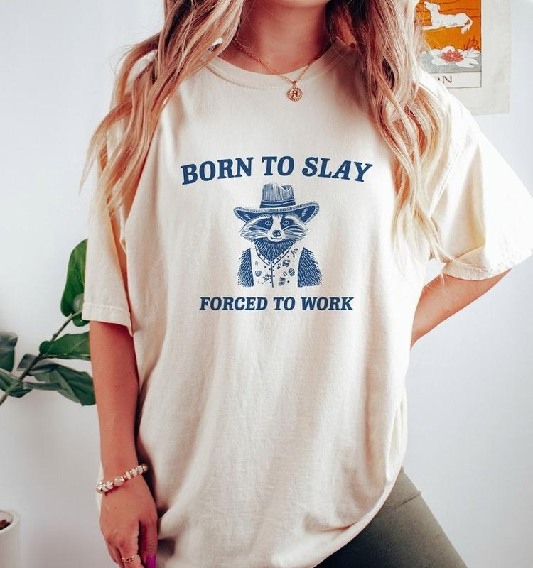 Born Slay Raccoon Meme Drawing Cowboy Trash Panda - Adult & Kids T-Shirts, Sweatshirts & Hoodies apparel design preview 1