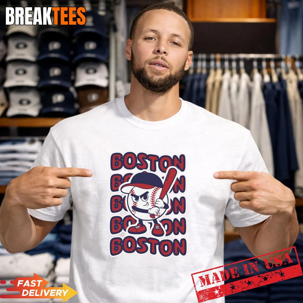 Boston Baseball Retro Mascot - Adult & Kids T-Shirts, Sweatshirts & Hoodies apparel design preview 1
