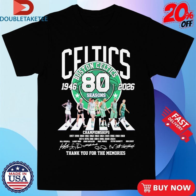 Boston Celtics 1946 2026 80 Seasons Championships - Adult & Kids T-Shirts, Sweatshirts & Hoodies apparel design preview 1