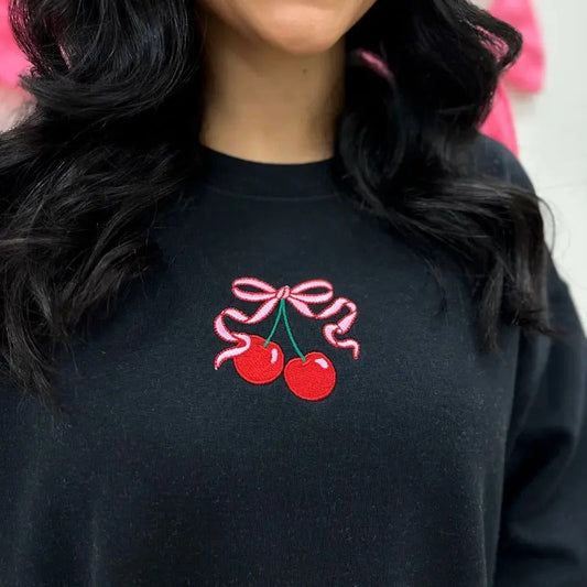 'Bow Cherries' - Adult & Kids T-Shirts, Sweatshirts & Hoodies apparel design preview 1