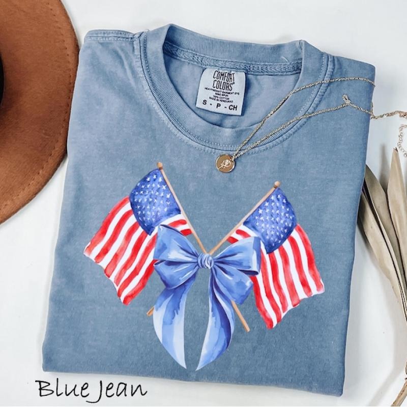 Bow Coquette 4th July Usa Flag Fourth American - Adult & Kids T-Shirts, Sweatshirts & Hoodies apparel design preview 1