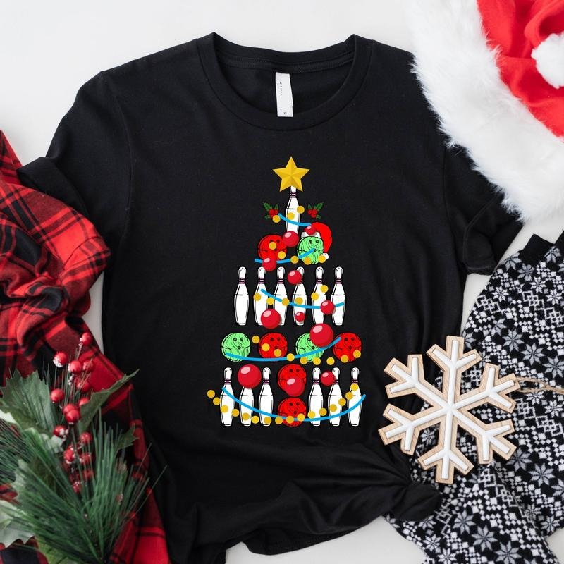 Bowling Tree Lover Xmas Player Ball Lights Bowler - Adult & Kids T-Shirts, Sweatshirts & Hoodies apparel design preview 1