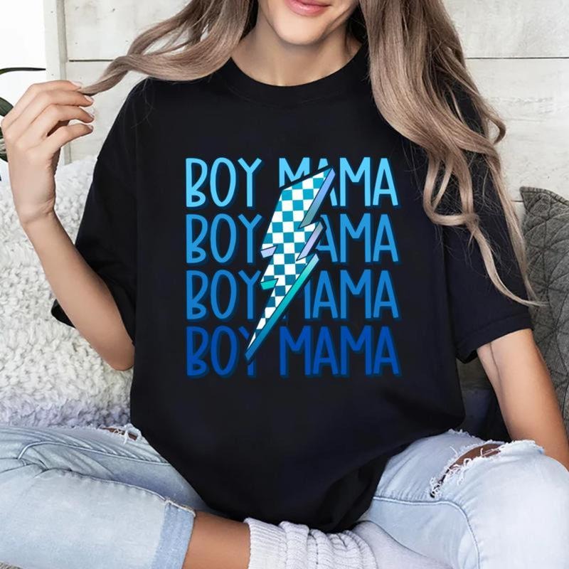 Boy Mama My Era Cool Moms Printed Checkered Lightning - Adult & Kids T-Shirts, Sweatshirts & Hoodies apparel design preview 1
