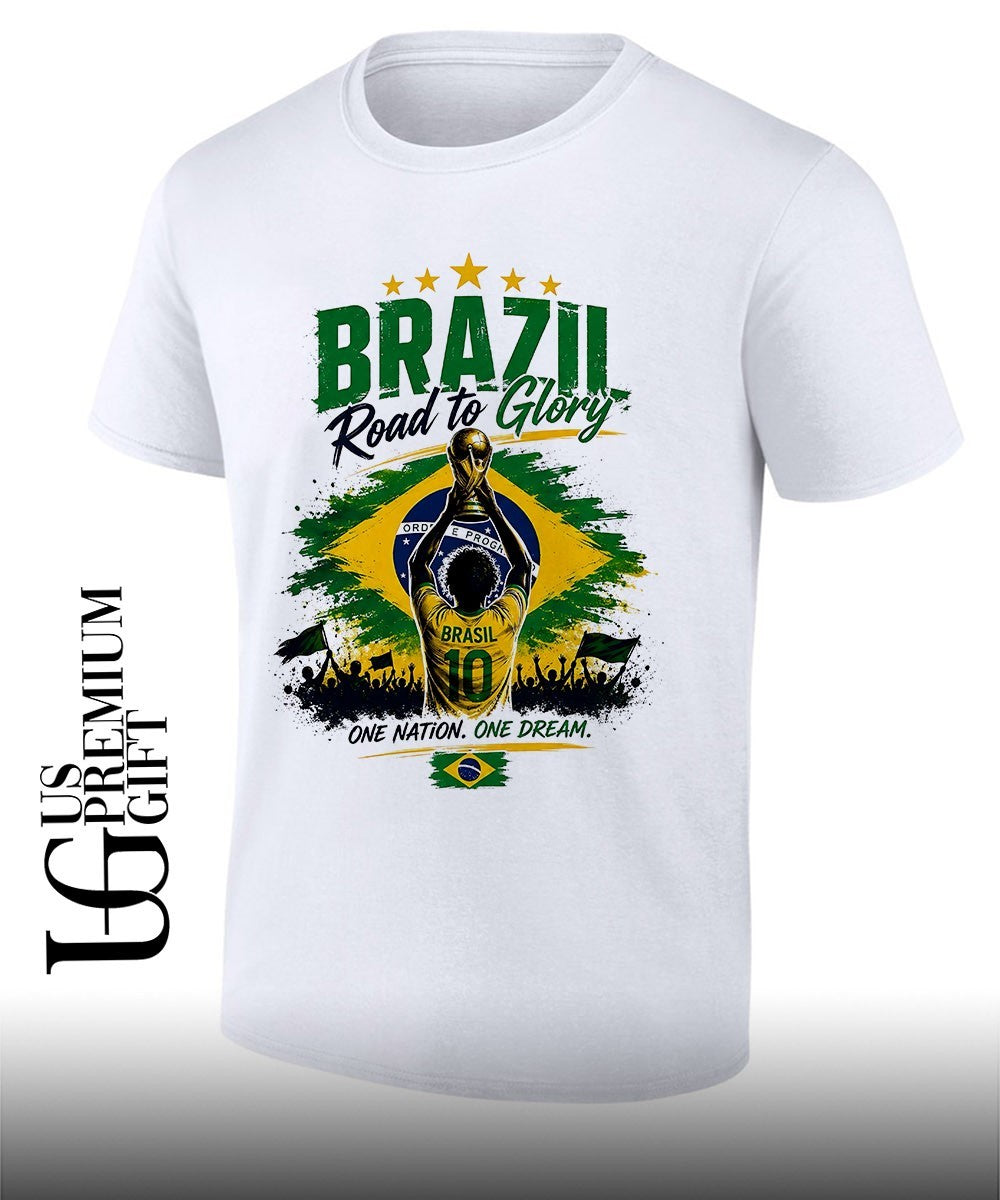 Brazil 2026 World Cup Road to Glory One Nation Dream - Adult & Kids T-Shirts, Sweatshirts & Hoodies apparel design preview 1