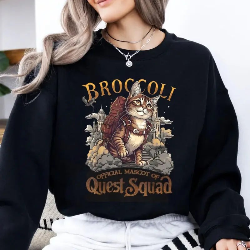 Broccoli Cat Onyx Storm Quest Squad Fourth Wing - Adult & Kids T-Shirts, Sweatshirts & Hoodies apparel design preview 1