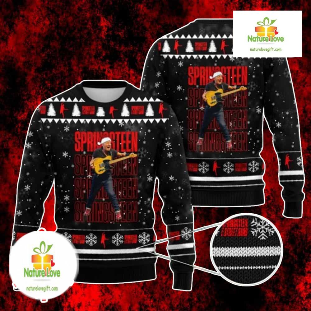 Bruce Springsteen 3D Black Holiday Gift 3D Ugly Christmas Sweater - Holiday Gift product image