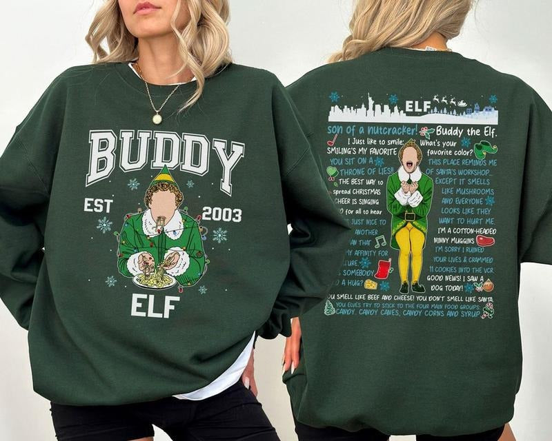 Buddy Elf Est 2003 Movie Xmas Classic 90s - Adult & Kids T-Shirts, Sweatshirts & Hoodies apparel design preview 1