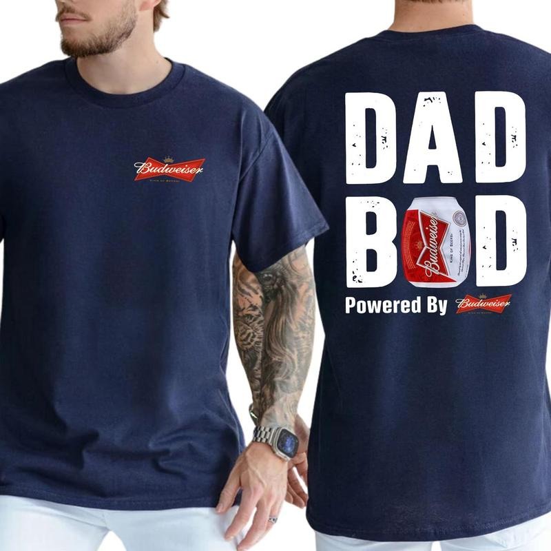 Budweiser Dad Bod Powered 2 Sided Funny Beer Drink - Adult & Kids T-Shirts, Sweatshirts & Hoodies apparel design preview 1