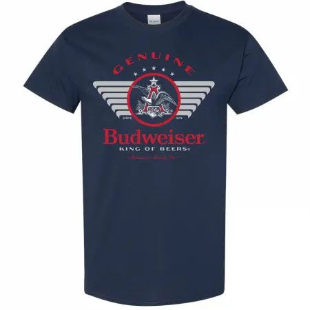 Budweiser Genuine King Beer Navy Colorway - Adult & Kids T-Shirts, Sweatshirts & Hoodies apparel design preview 1