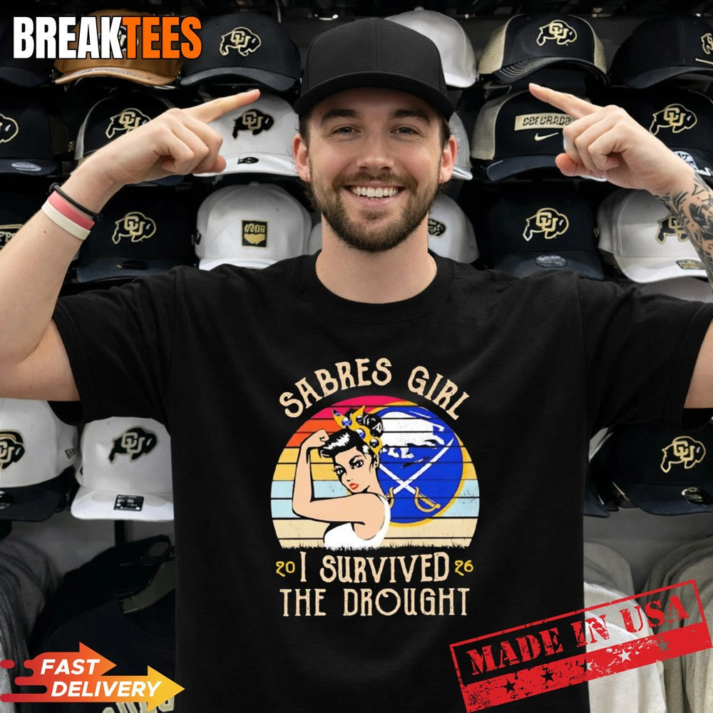 Buffalo Sabres NHL girl I survived the drought - Adult & Kids T-Shirts, Sweatshirts & Hoodies apparel design preview 1