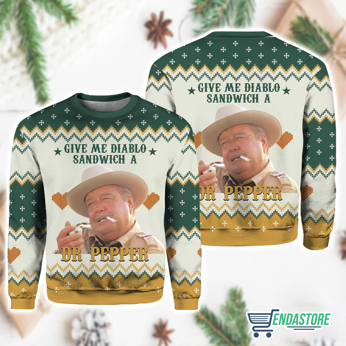Buford T Justice Diablo Sandwich A Dr Pepper 3D Ugly Christmas Sweater - Holiday Gift product image