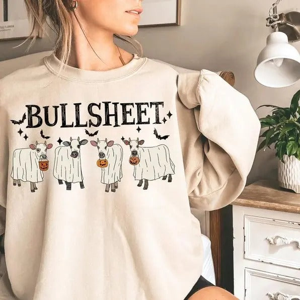 Bull Sheet Halloween Ghost Cows Funny Cow Fall Lover - Adult & Kids T-Shirts, Sweatshirts & Hoodies apparel design preview 1