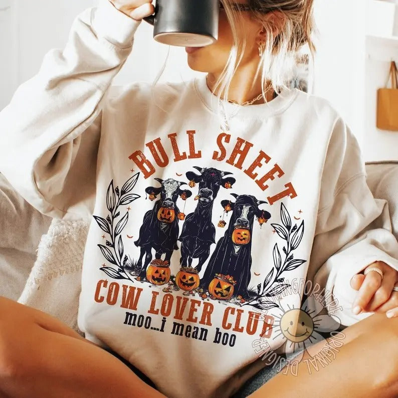 Bull Sheet Halloween Ghost Cows Funny Cow Fall Lover - Adult & Kids T-Shirts, Sweatshirts & Hoodies apparel design preview 1