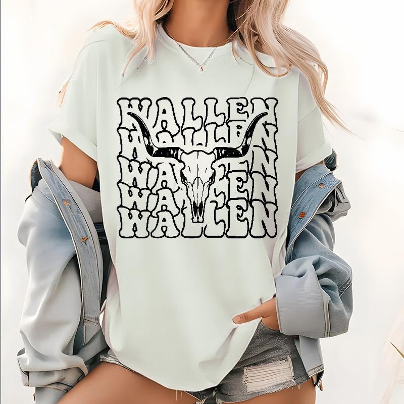 Bundle Retro Wall En Bull Skull Walen Tops Pattern - Adult & Kids T-Shirts, Sweatshirts & Hoodies apparel design preview 1