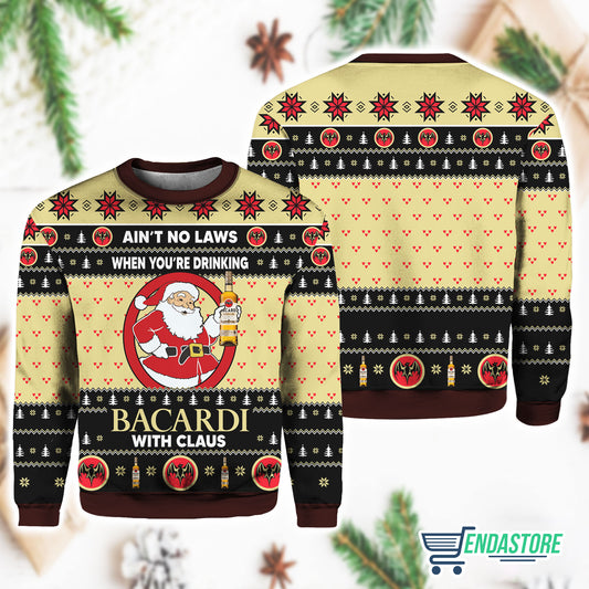 Ain’t No Laws When You Drink Bacardi With Claus 3D Ugly Christmas Sweater - Holiday Gift product image