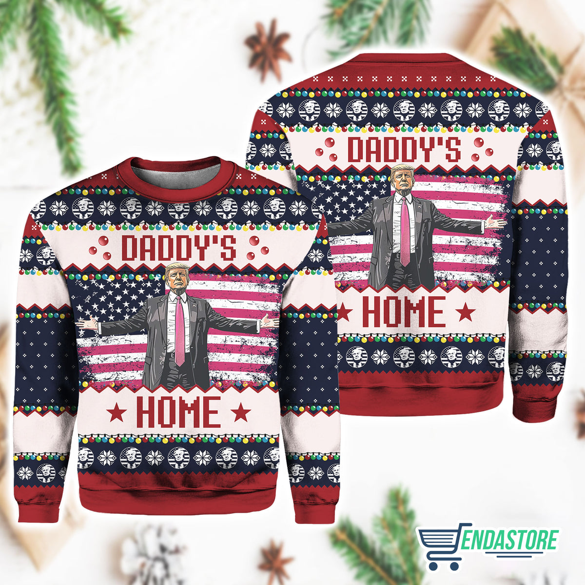 Trump Daddy’s Home 3D Ugly Christmas Sweater - Holiday Gift product image