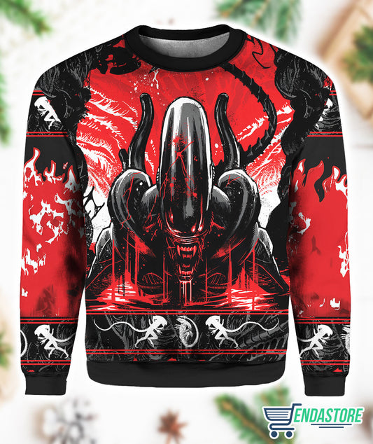 Alien Xenomorph 3D Ugly Christmas Sweater - Holiday Gift product image 2