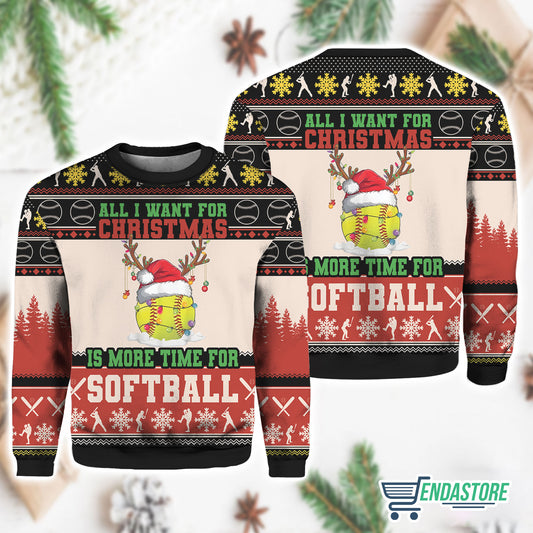 All I Want For Christmas Is Softball 3D Ugly Christmas Sweater - Holiday Gift product image