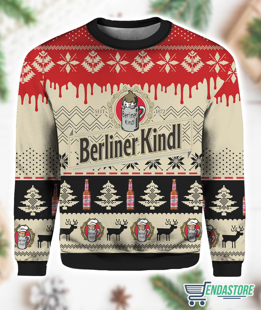 Berliner Kindl Beer 3D Ugly Christmas Sweater - Holiday Gift product image