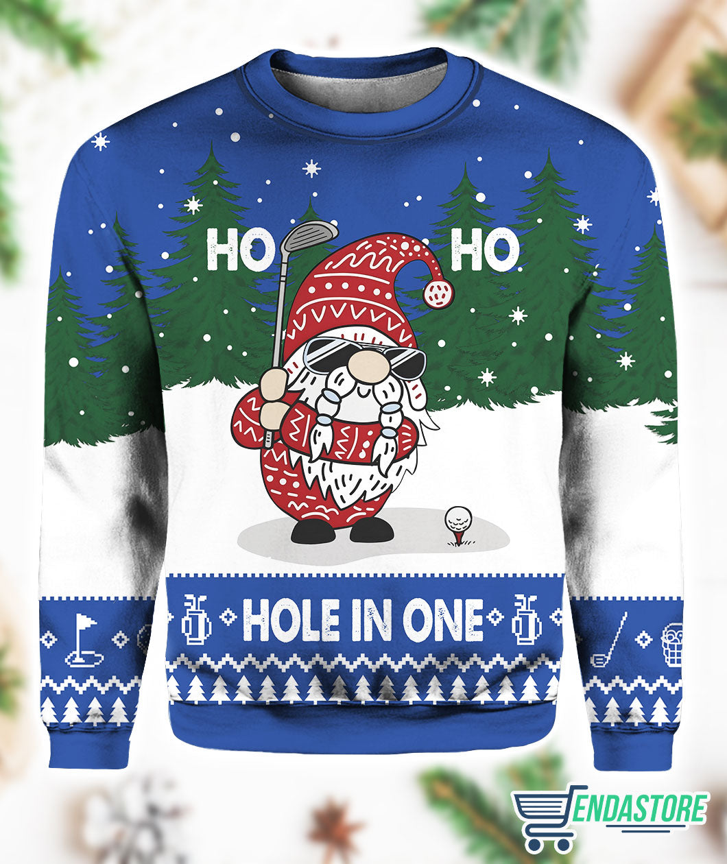 Blue- Christmas Hole In One Gnome 3D Ugly Christmas Sweater - Holiday Gift product image 2
