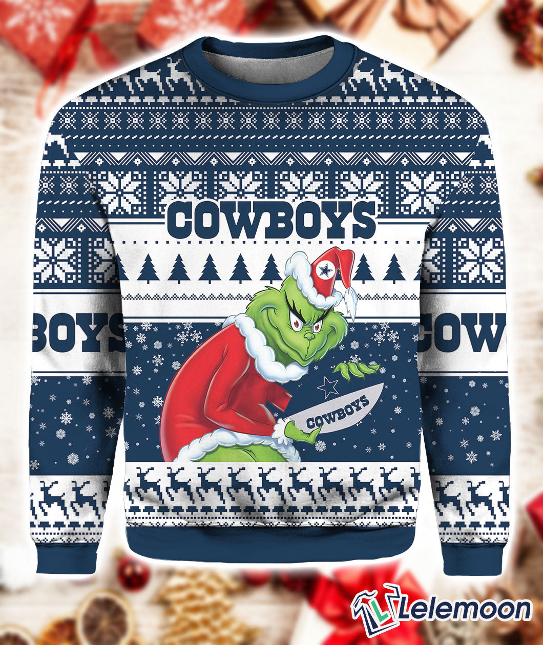 Cowboys Grnch Stolen 3D Christmas Sweater - Holiday Gift product image