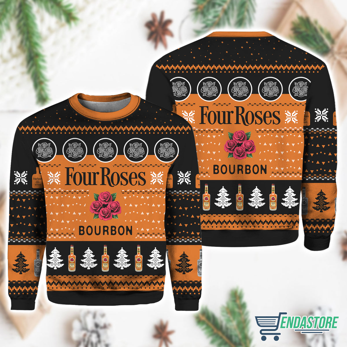 Four Roses Bourbon 3D Christmas Sweater - Holiday Gift product image 4