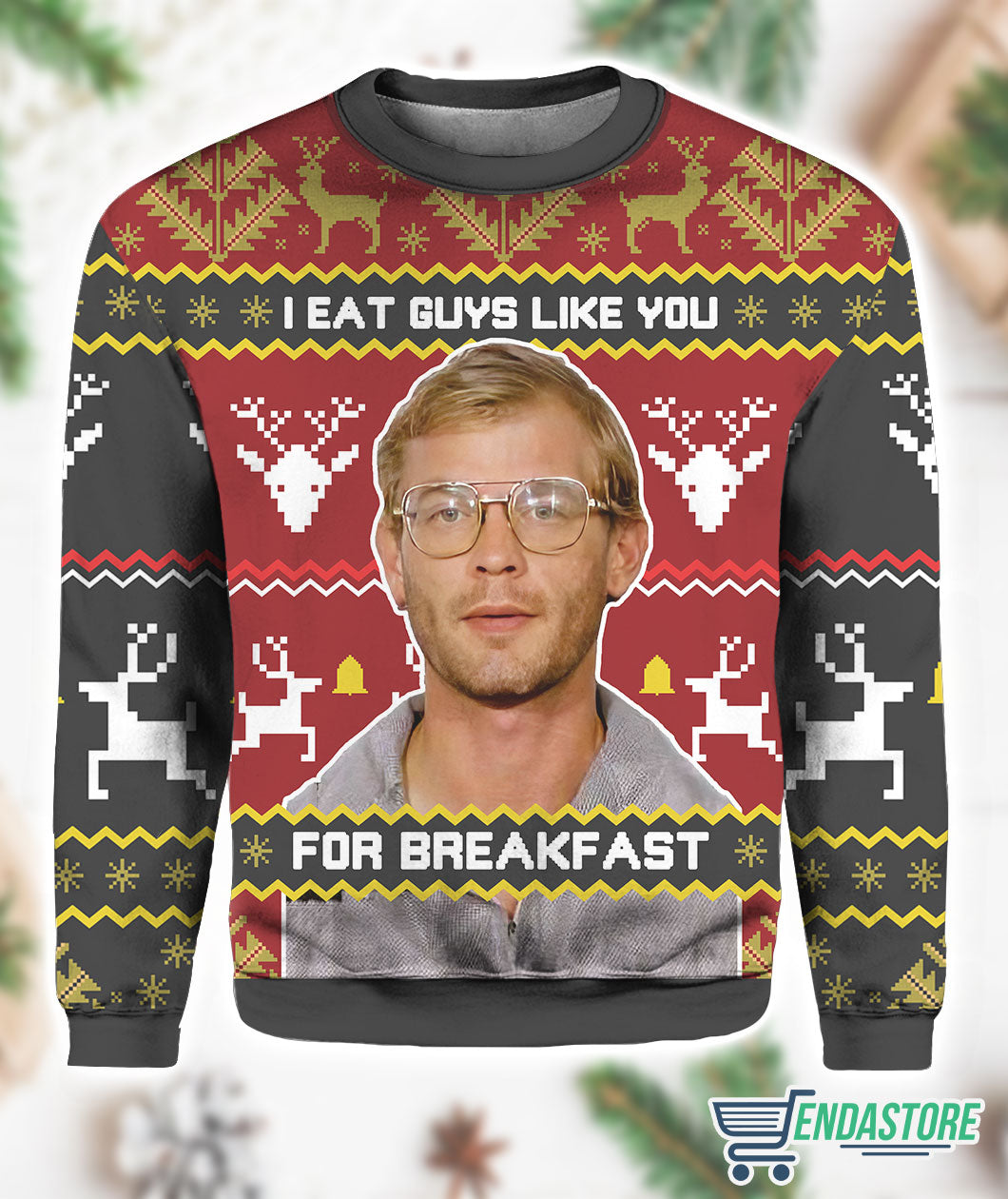 Jeffrey Dahmer I Eat Guys Like You For Breakfast 3D Christmas Sweater - Holiday Gift product image